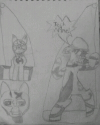 Size: 303x377 | Tagged: safe, artist:theroc11, monochrome, newbie artist training grounds, ponified, rapper, spotlight, tech n9ne, traditional art