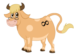 Size: 4775x3450 | Tagged: safe, artist:omnio2006, oc, oc only, oc:omnio, bovine, glasses, infinity symbol, looking at you, simple background, smiling, solo, transparent background, vector