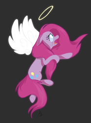 Size: 1024x1379 | Tagged: safe, artist:xxthatsmytypexx, pinkie pie, g4, angelic wings, crying, female, floating wings, halo, pinkamena diane pie, sad, solo