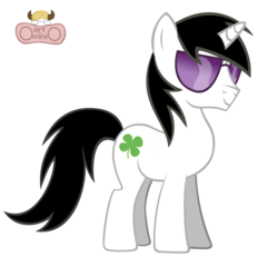 Size: 5000x4800 | Tagged: safe, artist:omnio2006, oc, oc only, oc:skatlicious, pony, unicorn, absurd resolution, clover, four leaf clover, glasses, male, simple background, smiling, solo, stallion, sunglasses, transparent background