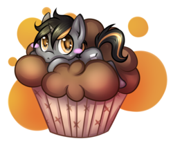 Size: 2140x1857 | Tagged: safe, artist:pingwinowa, oc, oc only, oc:vulgar trade, blushing, female, food, muffin