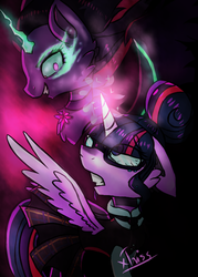 Size: 500x700 | Tagged: safe, artist:xtriss, sci-twi, twilight sparkle, equestria girls, g4, dark, equestria girls ponified, midnight sparkle, ponified