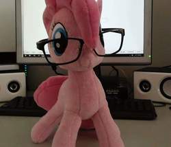 Size: 720x615 | Tagged: artist needed, safe, pinkie pie, g4, business, businessmare, glasses, irl, photo, plushie, solo