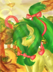 Size: 3000x4052 | Tagged: safe, artist:flutti, apple fritter, earth pony, pony, g4, apple family member, cottagecore, female, mare, solo, tree