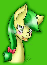 Size: 600x831 | Tagged: safe, artist:debadgerter, apple fritter, g4, apple family member, apple fritter (food), female, food, solo