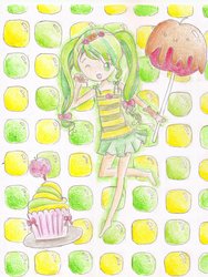 Size: 1543x2048 | Tagged: safe, artist:candyleaf, apple fritter, human, g4, apple family member, female, humanized, solo, traditional art