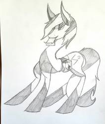 Size: 958x1130 | Tagged: safe, artist:supertiger444, oc, oc only, oc:simple stable, monochrome, newbie artist training grounds, solo, traditional art