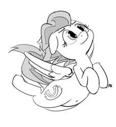 Size: 1280x1401 | Tagged: safe, artist:pabbley, fleetfoot, pegasus, pony, g4, belly button, female, flying, monochrome, sketch, solo