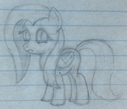 Size: 2188x1890 | Tagged: safe, artist:sharpshadowxii, fluttershy, g4, female, lined paper, monochrome, newbie artist training grounds, solo, traditional art