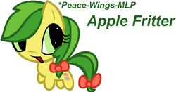Size: 764x401 | Tagged: safe, artist:peace-wings-mlp, apple fritter, g4, apple family member, chibi, female, solo, text