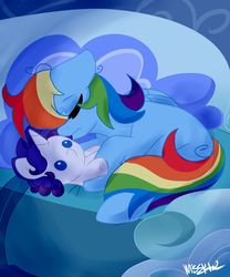 Size: 5500x6600 | Tagged: safe, artist:mississippikite, rainbow dash, rarity, g4, absurd resolution, elusive, half r63 shipping, male, plushie, rarity plushie, rule 63, ship:elusidash, ship:raridash, shipping, sleeping, straight