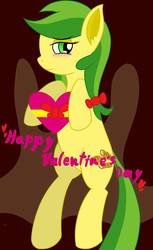 Size: 720x1180 | Tagged: safe, artist:mansunkt, apple fritter, g4, apple family member, blushing, female, heart, solo, text, valentine's day