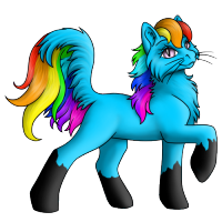 Size: 200x200 | Tagged: safe, rainbow dash, cat pony, hybrid, original species, g4, clothes, socks