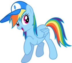 Size: 958x834 | Tagged: safe, artist:gamemasterluna, edit, rainbow dash, pegasus, pony, g4, cap, crossover, cute, dashabetes, female, gravity falls, hat, male, mare, open mouth, raised hoof, simple background, smiling, solo, transparent background