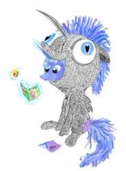 Size: 2508x3405 | Tagged: safe, artist:pony-from-everfree, idw, nightmare moon, princess luna, g4, clothes, comic, costume, female, high res, i dont even, magic, plushie, solo