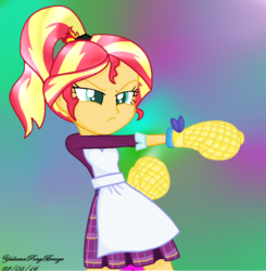 Size: 844x862 | Tagged: safe, artist:yulianapie26, sunset shimmer, equestria girls, g4, clothes swap, female, ponytail, solo