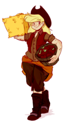 Size: 1117x2115 | Tagged: source needed, useless source url, safe, artist:herny, edit, applejack, human, g4, basket, boots, bushel basket, carrying, clothes, colored, freckles, hay bale, humanized, light skin, smiling