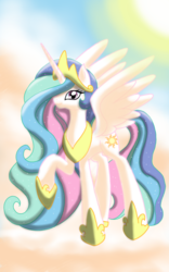 Size: 1200x1920 | Tagged: safe, artist:theroyalprincesses, princess celestia, g4, female, hair over one eye, jewelry, regalia, solo