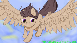 Size: 1024x576 | Tagged: safe, artist:r0tn3k, oc, oc only, oc:lucky doodle, pegasus, pony, flying, newbie artist training grounds