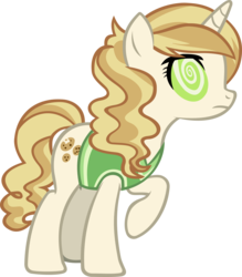 Size: 2711x3101 | Tagged: safe, artist:ironm17, sweet biscuit, pony, unicorn, buckball season, g4, clothes, dizzy, female, high res, hypnosis, mare, raised hoof, simple background, solo, swirly eyes, transparent background, vector