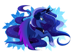 Size: 2666x2000 | Tagged: safe, artist:shiragariria, princess luna, g4, female, flower, flower in hair, high res, solo