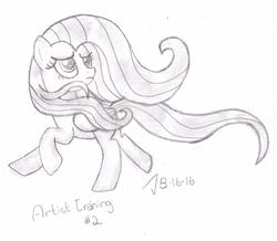 Size: 1677x1462 | Tagged: safe, artist:davetube24, fluttershy, g4, female, newbie artist training grounds, running, solo, traditional art