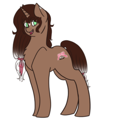 Size: 777x769 | Tagged: safe, artist:liefsong, oc, oc only, oc:chocolate crinkle, pony, unicorn, cute, freckles, hair bow, hair ribbon, solo, tail bow