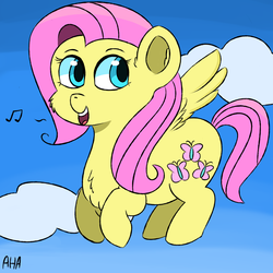 Size: 2000x2000 | Tagged: safe, artist:an-honest-appul, fluttershy, g4, female, high res, music notes, newbie artist training grounds, solo