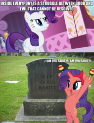 Size: 1280x1680 | Tagged: safe, edit, edited screencap, screencap, rarity, g4, the saddle row review, caption, crossing the line twice, dancing, devil rarity, epitaph, evil homer, grave dancing, gravestone, image macro, imagine spot, implied murder, male, maracas, meme, musical instrument, rest in peace, simpsons did it, the simpsons, we are going to hell, whacking day
