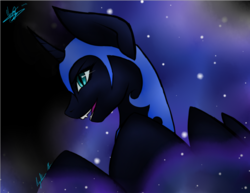 Size: 1032x798 | Tagged: safe, artist:renshadowlily, nightmare moon, alicorn, pony, g4, female, open mouth, solo