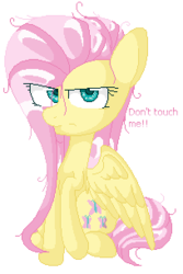 Size: 204x306 | Tagged: safe, artist:amerikaingle, fluttershy, pegasus, pony, g4, female, looking at you, messy mane, peeved, raised hoof, simple background, sitting, solo, transparent background