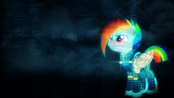 Size: 1920x1080 | Tagged: safe, artist:deathnotebrony, rainbow dash, g4, alternate timeline, apocalypse dash, crystal war timeline, torn ear, wallpaper