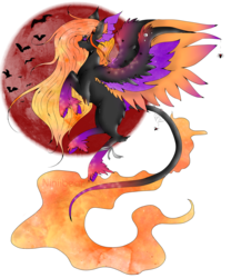 Size: 2083x2500 | Tagged: safe, artist:niniibear, oc, oc only, bat, pegasus, pony, spider, adoptable, blood moon, candy, candy corn, eye, eyelashes, eyes, eyes closed, female, fluffy, food, halloween, mare, moon, orange, pegasus oc, purple, red, simple background, solo, species, transparent background, wings