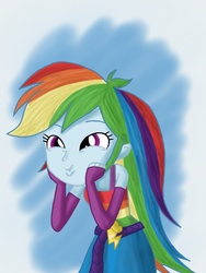 Size: 768x1024 | Tagged: safe, artist:mattdrawsponies, rainbow dash, equestria girls, g4, dashface, female, humanized, solo