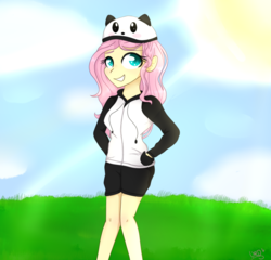 Size: 1000x961 | Tagged: dead source, safe, artist:ultrard, fluttershy, equestria girls, g4, clothes, colored pupils, female, hoodie, humanized, solo