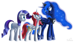 Size: 1600x900 | Tagged: safe, artist:rulsis, princess luna, rarity, oc, pony, g4