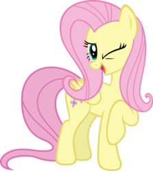 Size: 5357x6000 | Tagged: safe, artist:slb94, fluttershy, pegasus, pony, g4, absurd resolution, flirting, one eye closed, raised hoof, simple background, solo, transparent background, vector, wink