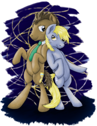 Size: 1815x2362 | Tagged: safe, artist:rukitichi, derpy hooves, doctor whooves, time turner, earth pony, pony, g4, bipedal, simple background, transparent background