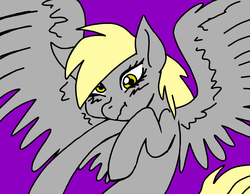 Size: 1800x1400 | Tagged: safe, artist:katkathasahathat, derpy hooves, pegasus, pony, g4, female, mare, simple background, solo, spread wings