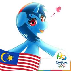 Size: 1079x1078 | Tagged: safe, oc, oc only, heart, heart eyes, malaysia, nation ponies, olympic games, olympic rings, ponified, rio 2016, wingding eyes