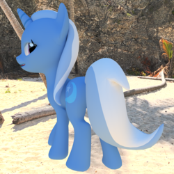 Size: 2400x2400 | Tagged: safe, artist:kp-shadowsquirrel, artist:lavik1988, trixie, pony, unicorn, g4, 3d, beach, female, high res, irl, mare, photo, ponies in real life, solo