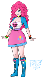 Size: 810x1448 | Tagged: safe, artist:stormraid, pinkie pie, equestria girls, g4, boots, breasts, busty pinkie pie, choker, cleavage, clothes, cute, female, grin, humanized, jacket, punkie pie, simple background, skirt, smiling, solo, top, transparent background