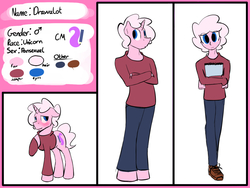 Size: 1600x1200 | Tagged: safe, artist:timidwithapen, oc, oc only, oc:drawalot, unicorn, anthro, equestria girls, g4, clothes, equestria girls-ified, jumper, reference sheet