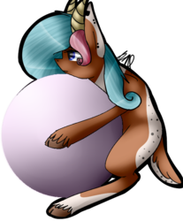 Size: 531x641 | Tagged: safe, artist:sweetmelon556, oc, oc only, oc:light lily, deer pony, original species, ball, solo