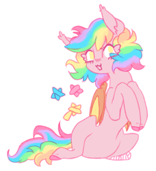 Size: 536x587 | Tagged: safe, artist:skelemik, oc, oc only, oc:paper stars, bat pony, pony, amputee, bandage, ear fluff, looking at you, simple background, solo