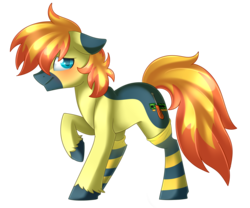 Size: 2648x2201 | Tagged: safe, artist:scarlet-spectrum, oc, oc only, oc:yaktan, clothes, commission, cute, high res, raised hoof, side view, simple background, socks, solo, striped socks, transparent background