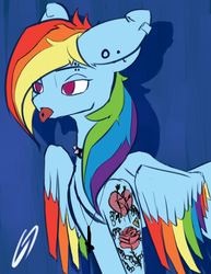 Size: 1700x2200 | Tagged: safe, artist:thegraid, rainbow dash, g4, female, punk, solo, tattoo