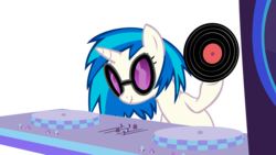 Size: 14849x8348 | Tagged: safe, artist:cyanlightning, dj pon-3, vinyl scratch, pony, unicorn, g4, the saddle row review, .svg available, absurd resolution, disc jockey, female, mare, record, simple background, solo, speaker, transparent background, turntable, vector, vinyl