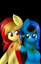 Size: 720x1132 | Tagged: safe, artist:ladyshaynne, oc, oc only, oc:colorful nebula, oc:solar windy, pony, duo