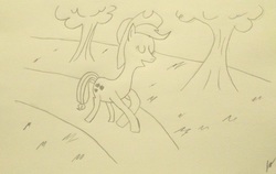 Size: 3781x2384 | Tagged: safe, artist:gameangel147, applejack, g4, female, high res, newbie artist training grounds, solo, traditional art, tree